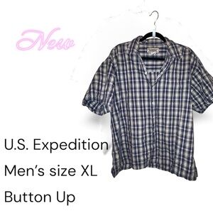 Men's Casual Plaid Shirt - Black and White